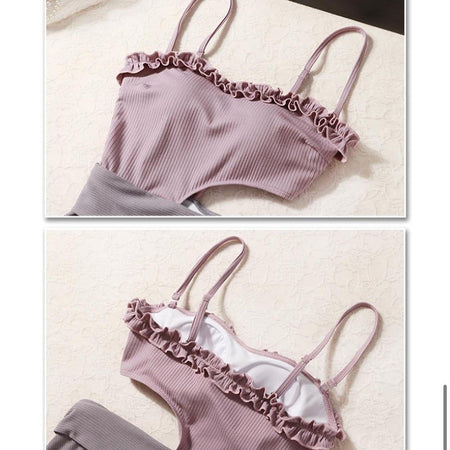 Havana Statement Swimsuit In Lilac - styled flat-lay shot, lilac - Miss Mosa By Akanksha