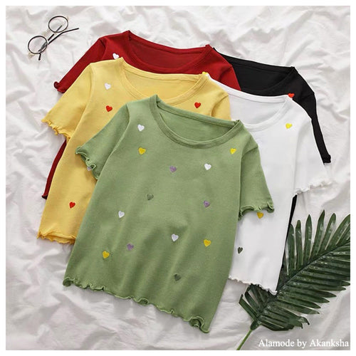 Heart Embroidered Tops