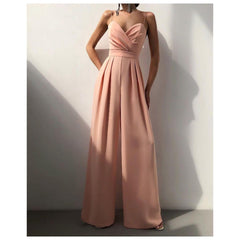 Heather Statement Jumpsuit (ONLY JUMPSUIT) - full-length shot on model, peach - Miss Mosa By Akanksha