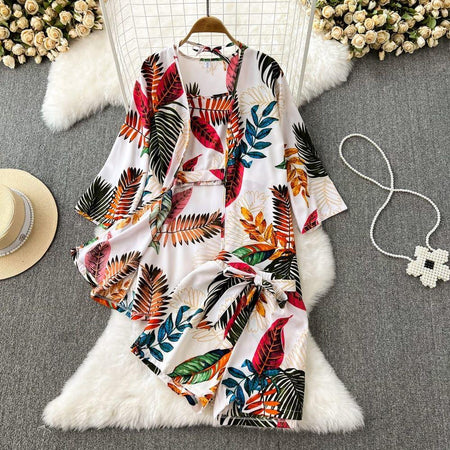 Hilly 3 Pc Floral Set - styled flat-lay shot, white - Miss Mosa By Akanksha
