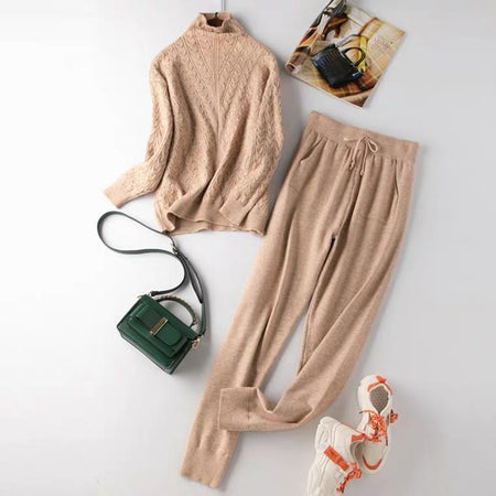 Holly Winter Trackset - styled flat-lay shot, beige - Miss Mosa By Akanksha