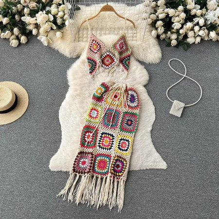 Beige - Lyla Crochet Coord Set