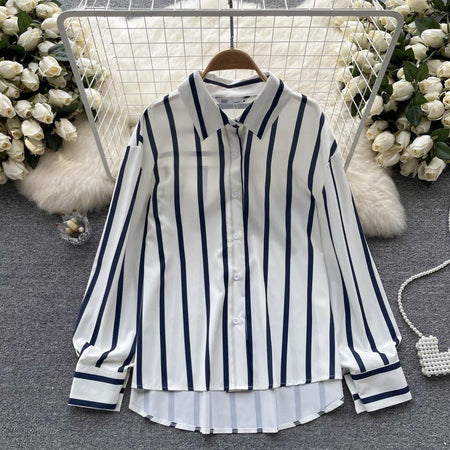 Blue - Estelle Striped Shirt