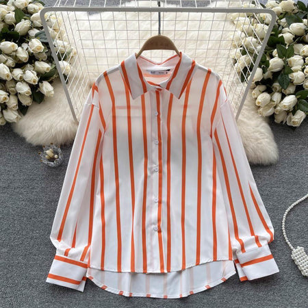 Orange - Estelle Striped Shirt