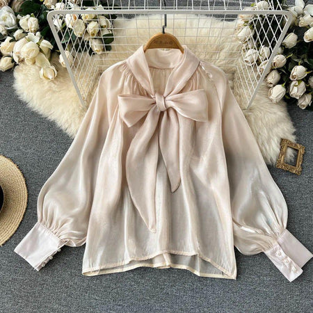 Beige - Mabel Bow Top