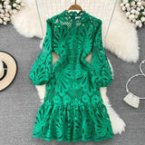 Glenda Lace Lined Bishop Sleeve Dress - Alamode By Akanksha