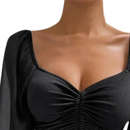 Jenny Drawstring Lantern Sleeve Crop Top - Alamode By Akanksha