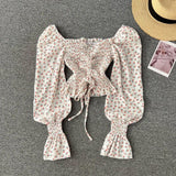 Philly Drawstring Lantern Sleeve Crop Top - Alamode By Akanksha