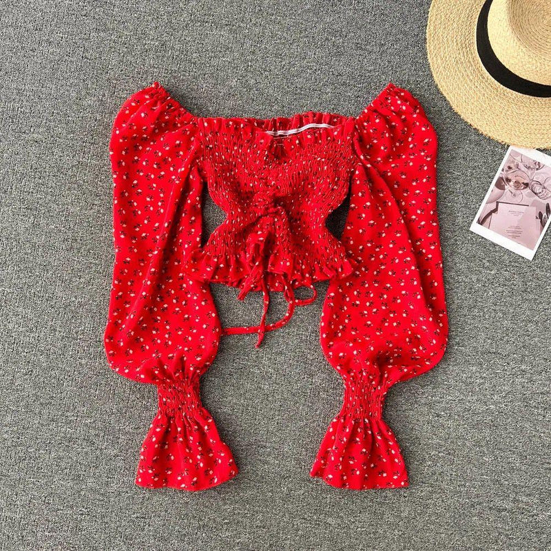 Philly Drawstring Lantern Sleeve Crop Top - Alamode By Akanksha