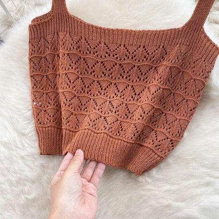 Esme Crochet Coord Set in Brown - Alamode By Akanksha