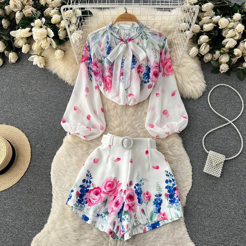 Glida Floral Coord Set with Belt - Alamode By Akanksha