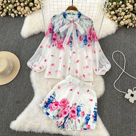 Glida Floral Coord Set with Belt - Alamode By Akanksha