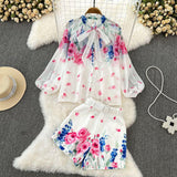 Glida Floral Coord Set with Belt - Alamode By Akanksha