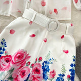 Glida Floral Coord Set with Belt - Alamode By Akanksha