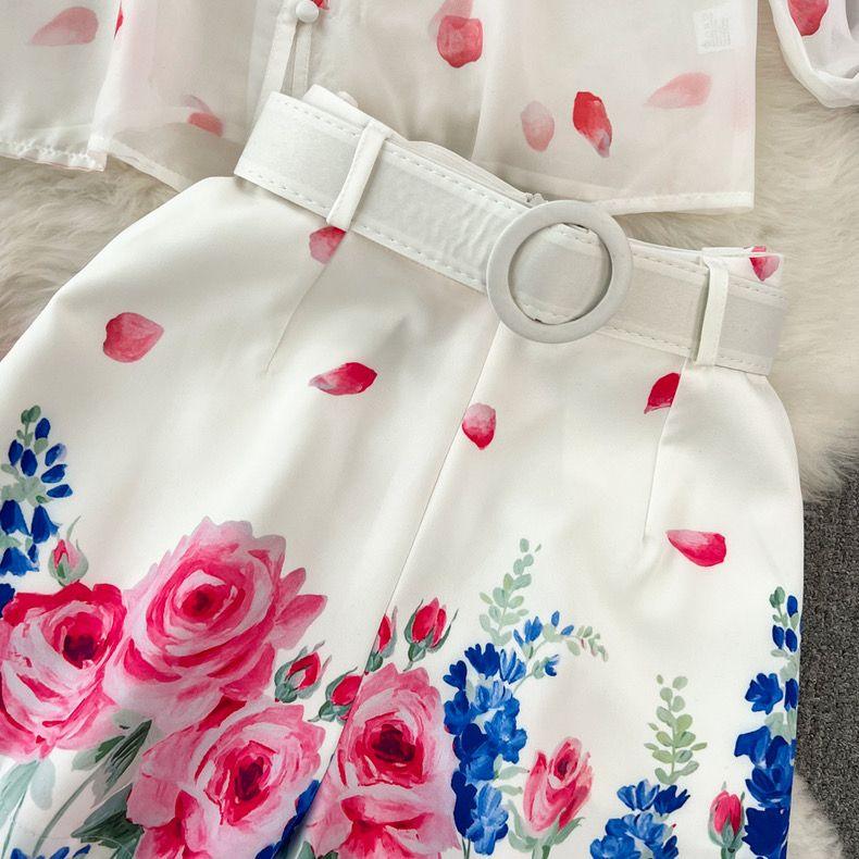 Glida Floral Coord Set with Belt - Alamode By Akanksha