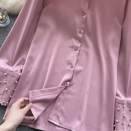 Celestia Pearl Satin Detailed Tops - Alamode By Akanksha