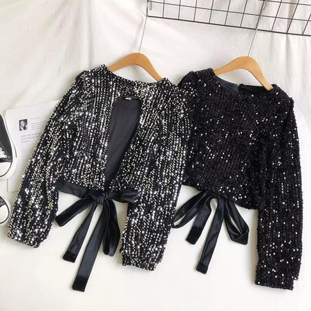 Ibiza Sequined Party Blouse - styled flat-lay shot, black - Miss Mosa By Akanksha