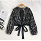 Ibiza Sequined Party Blouse - front shot on hanger, black - Miss Mosa By Akanksha