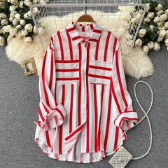 Ibiza Striped Holiday Shirts - styled flat-lay shot, red - Miss Mosa By Akanksha