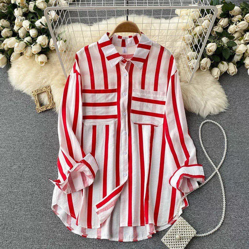 Ibiza Striped Holiday Shirts In Red