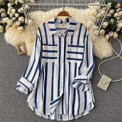 Ibiza Striped Holiday Shirts - styled flat-lay shot, blue - Miss Mosa By Akanksha