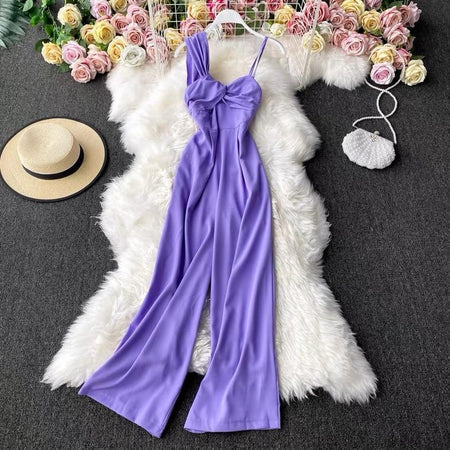 Isabella Statement Jumpsuit - styled flat-lay shot, lilac - Miss Mosa By Akanksha