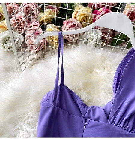 Isabella Statement Jumpsuit - close-up of strap, lilac - Miss Mosa By Akanksha