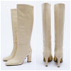 Isabelle Leather Boots - front shot on hanger, cream - Miss Mosa By Akanksha