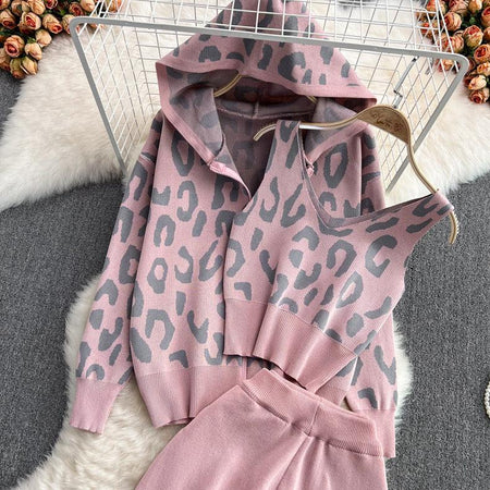 Isla 3 Pc Tracksets - flat-lay product shot, pink - Miss Mosa By Akanksha