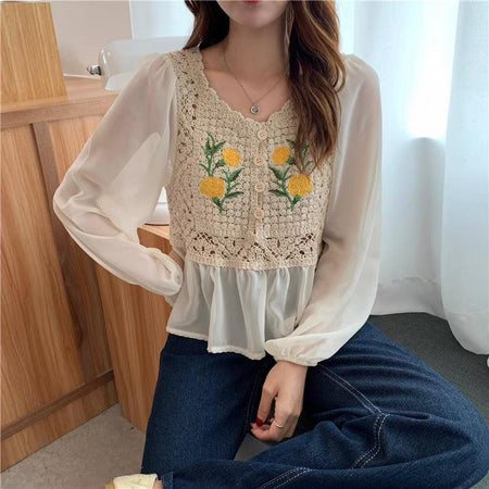 Ivy Crochet Top - front shot on model, cream - Miss Mosa By Akanksha