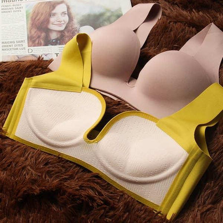 Jade Seamless Bralettes - close-up of padded cups, multicolour - Miss Mosa By Akanksha