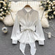 Jade Silk Blouse - styled flat-lay shot, white - Miss Mosa By Akanksha