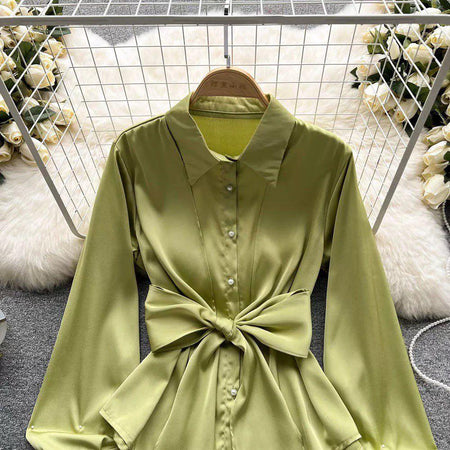Jade Silk Blouse - styled flat-lay shot, green - Miss Mosa By Akanksha