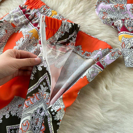 Jadely Abstract Coord Set - close-up of fabric, multicolour - Miss Mosa By Akanksha