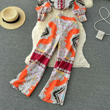 Jadely Abstract Coord Set - styled flat-lay shot, multicolour - Miss Mosa By Akanksha