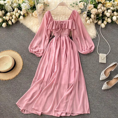 Jadie Summer Dress - flat-lay product shot on hanger, pink - Miss Mosa By Akanksha