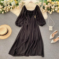 Jadie Summer Dress - flat-lay product shot on hanger, black - Miss Mosa By Akanksha