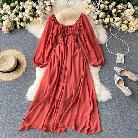 Jadie Summer Dress - flat-lay product shot on hanger, red - Miss Mosa By Akanksha