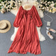 Jadie Summer Dress - flat-lay product shot on hanger, red - Miss Mosa By Akanksha