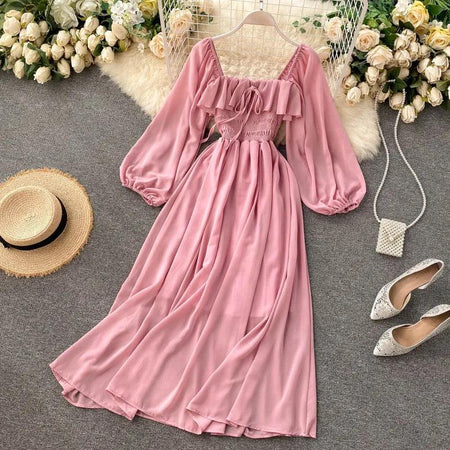 Jadie Summer Dress - flat-lay product shot on hanger, pink - Miss Mosa By Akanksha