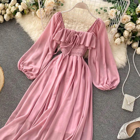 Jadie Summer Dress - flat-lay product shot on hanger, pink - Miss Mosa By Akanksha