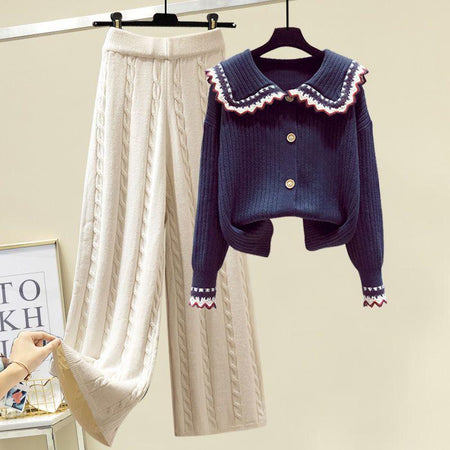 Jamey Woolen Coord Set - styled flat-lay shot, navy - Miss Mosa By Akanksha