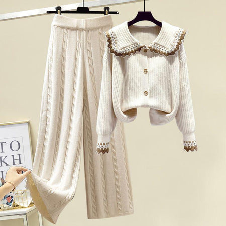 Jamey Woolen Coord Set - styled flat-lay shot, cream - Miss Mosa By Akanksha