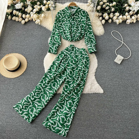 Jamie Abstract Coord Set In Green - styled flat-lay shot, green - Miss Mosa By Akanksha