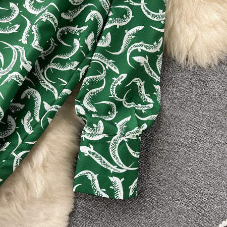 Jamie Abstract Coord Set In Green - close-up of fabric, green - Miss Mosa By Akanksha