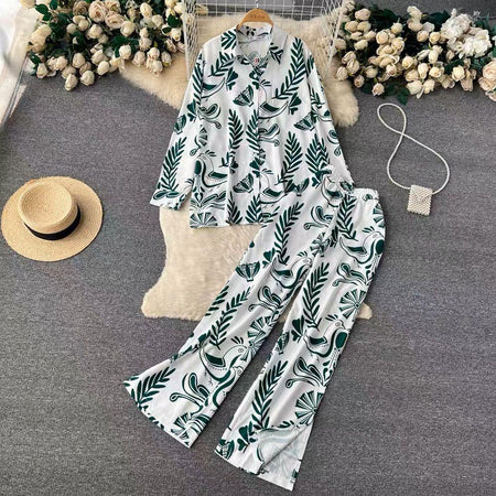 Jibby Abstract Print Coord Set - styled flat-lay shot, white and green - Miss Mosa By Akanksha