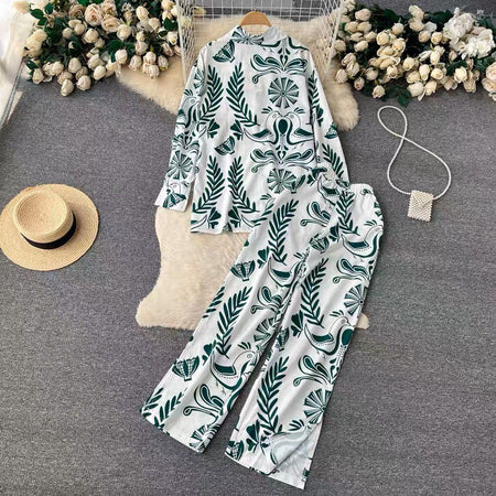 Jibby Abstract Print Coord Set - styled flat-lay shot, white and green - Miss Mosa By Akanksha