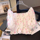 Jill Statement Floral Tops - front shot on hanger, white - Miss Mosa By Akanksha