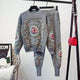 Jison Luxury Embroidered Tracksuit - front shot on hanger, grey - Miss Mosa By Akanksha