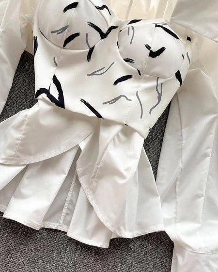 Joey Statement Blouse In Whiite - close-up of bustier, white - Miss Mosa By Akanksha